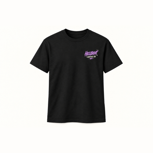 Caffeine & Chaos Tee front logo