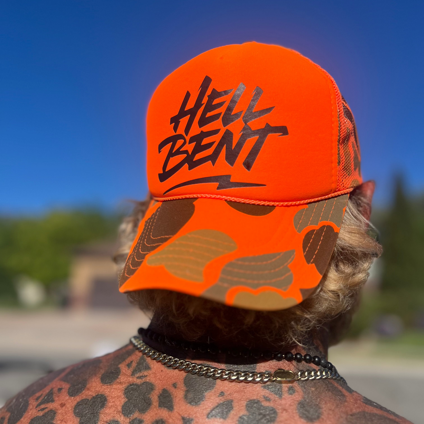 HellBent SnapBack hat beige camo gray burgundy orange camo