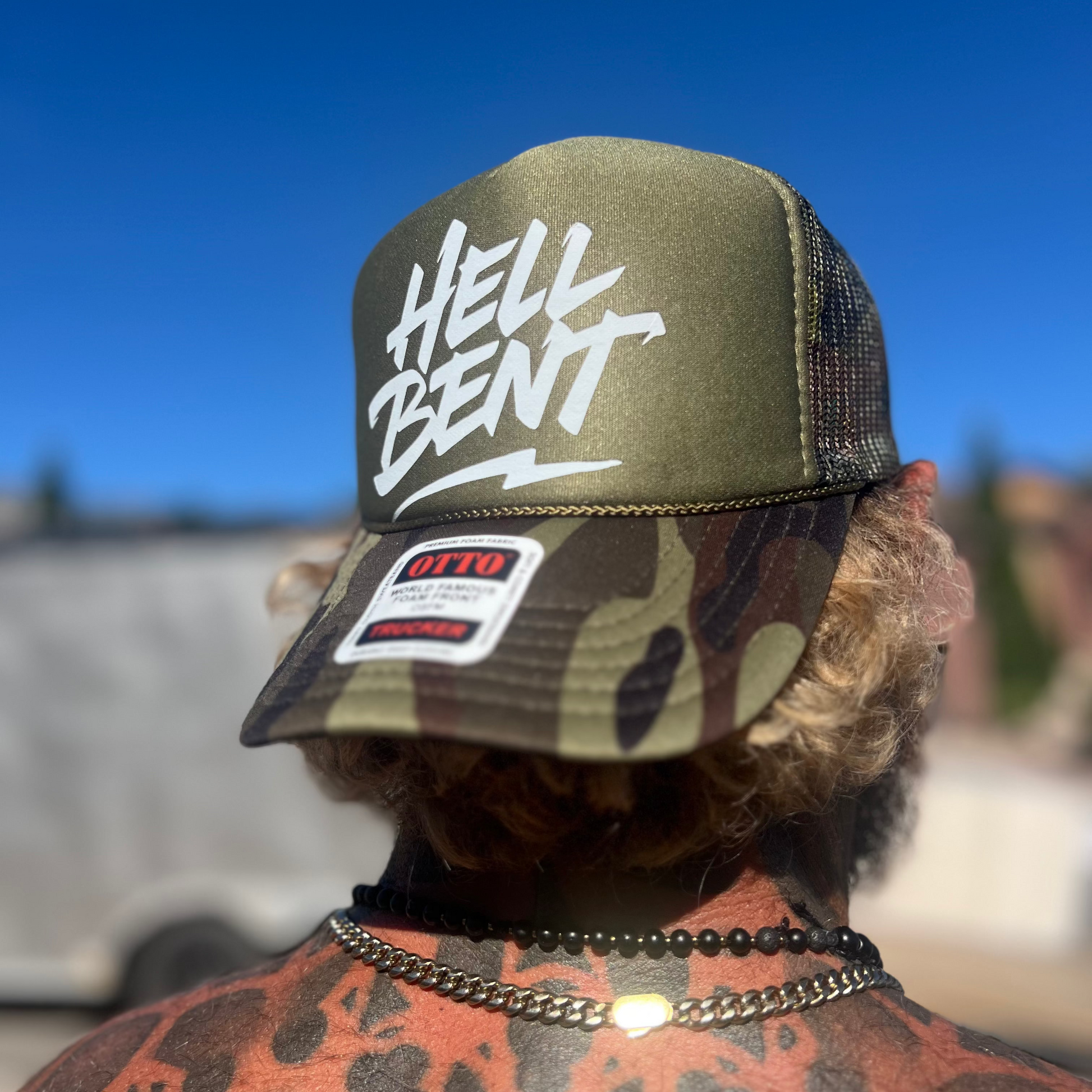 HellBent SnapBack hat beige camo gray burgundy orange camo
